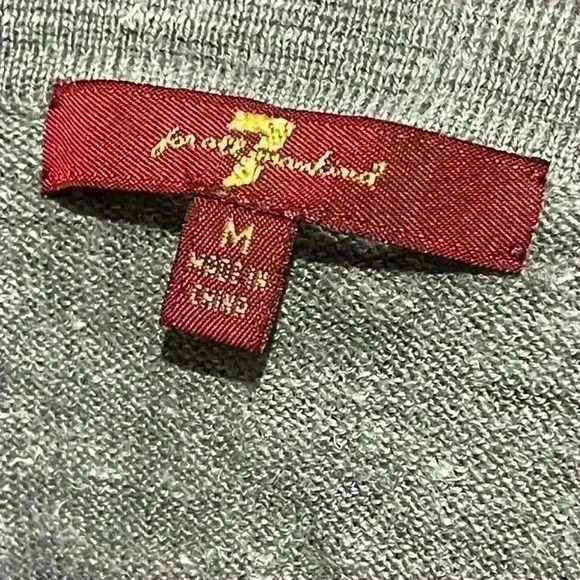 7 For all Mankind Wool Linen Blend Sweater Collared Button Polo in grey medium - Picture 6 of 8